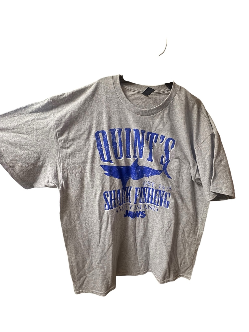 Gildan Heather Gray Tee with Bold Blue Graphic
